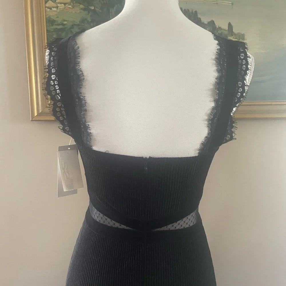 $148 French Connection Women's Black Sarelle Ottoman Lace Cocktail Dress Size 4 - Picture 8 of 15